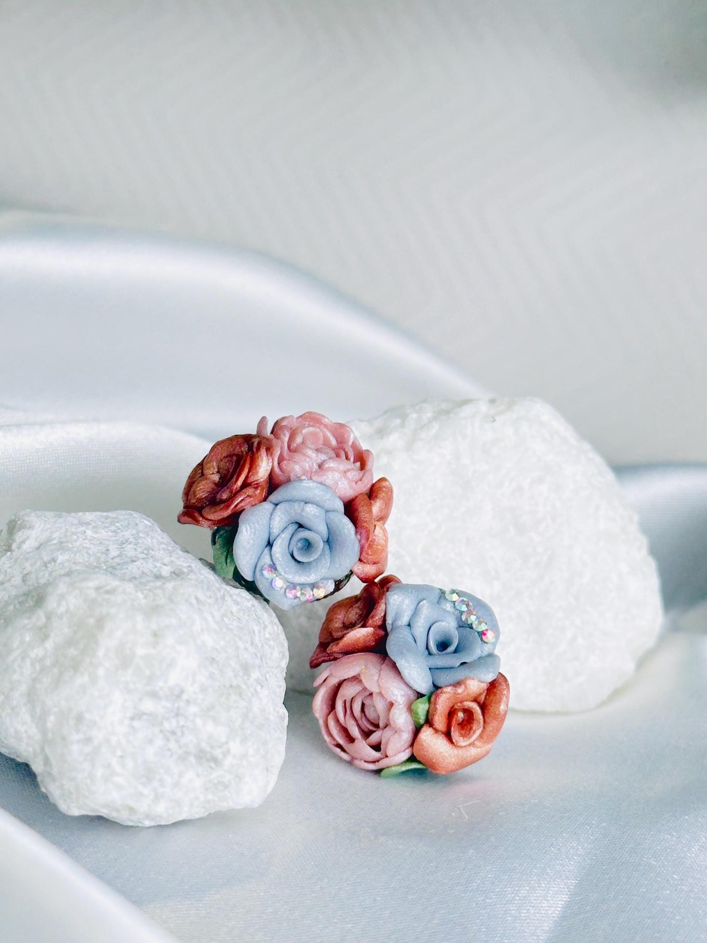 Floral Stud Earrings, Small Handmade Earrings, Polymer Clay Jewelry | Pretty Jewelry