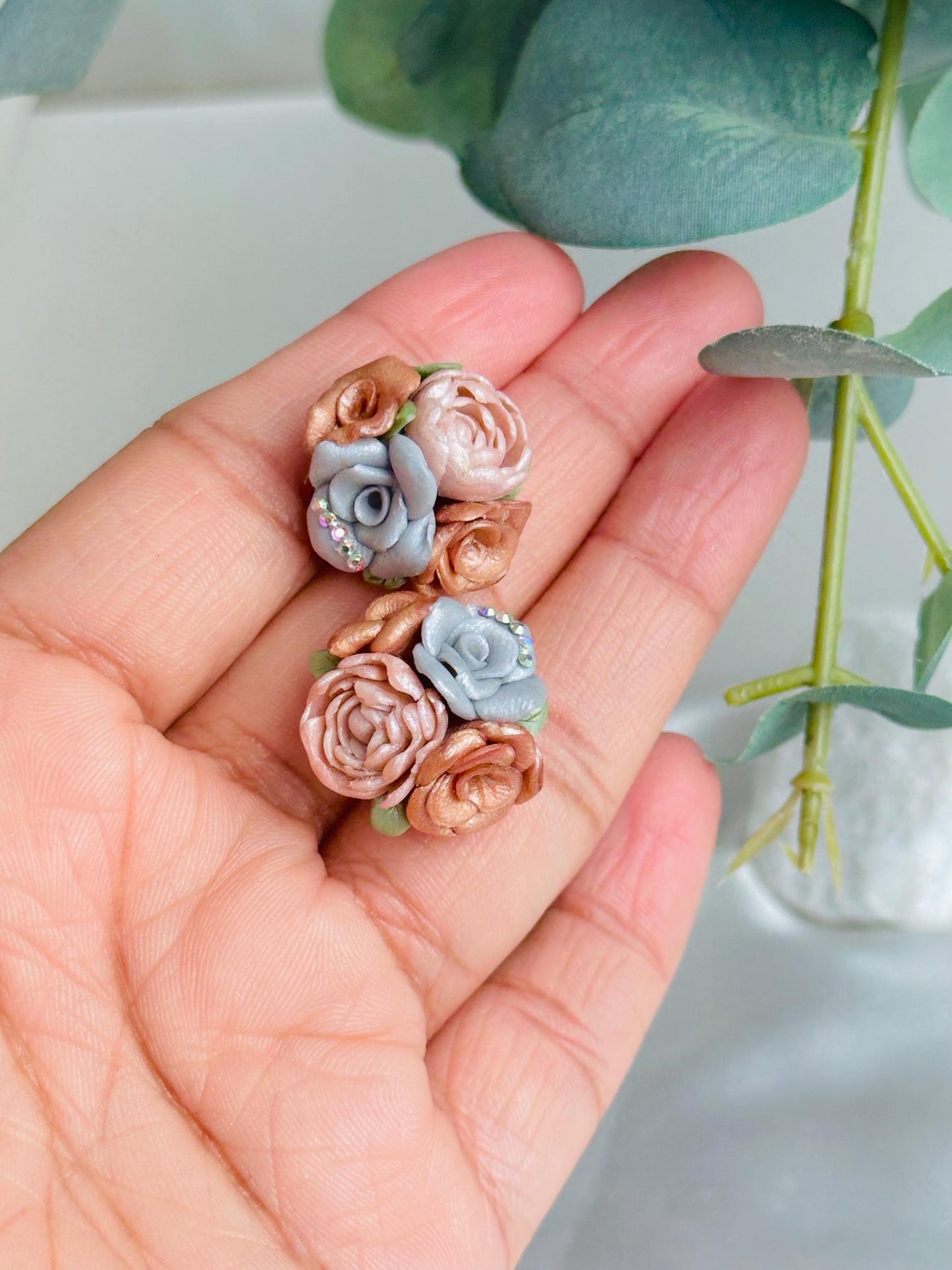 Floral Stud Earrings, Small Handmade Earrings, Polymer Clay Jewelry | Pretty Jewelry